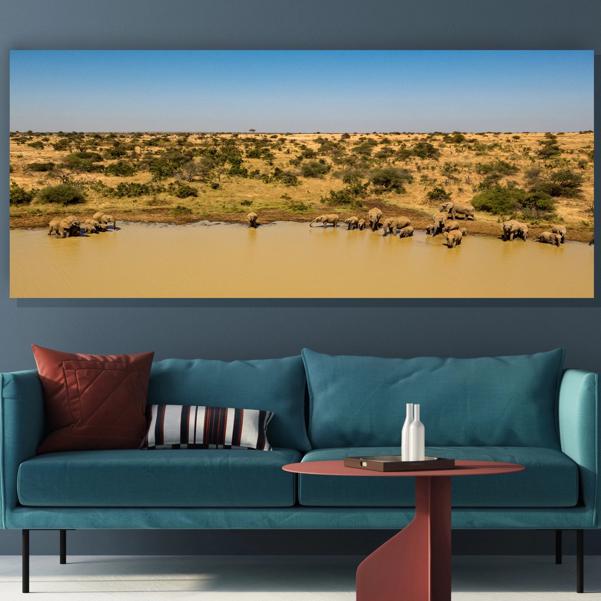 Elephants at the Watering Hole by Ethan Tucker