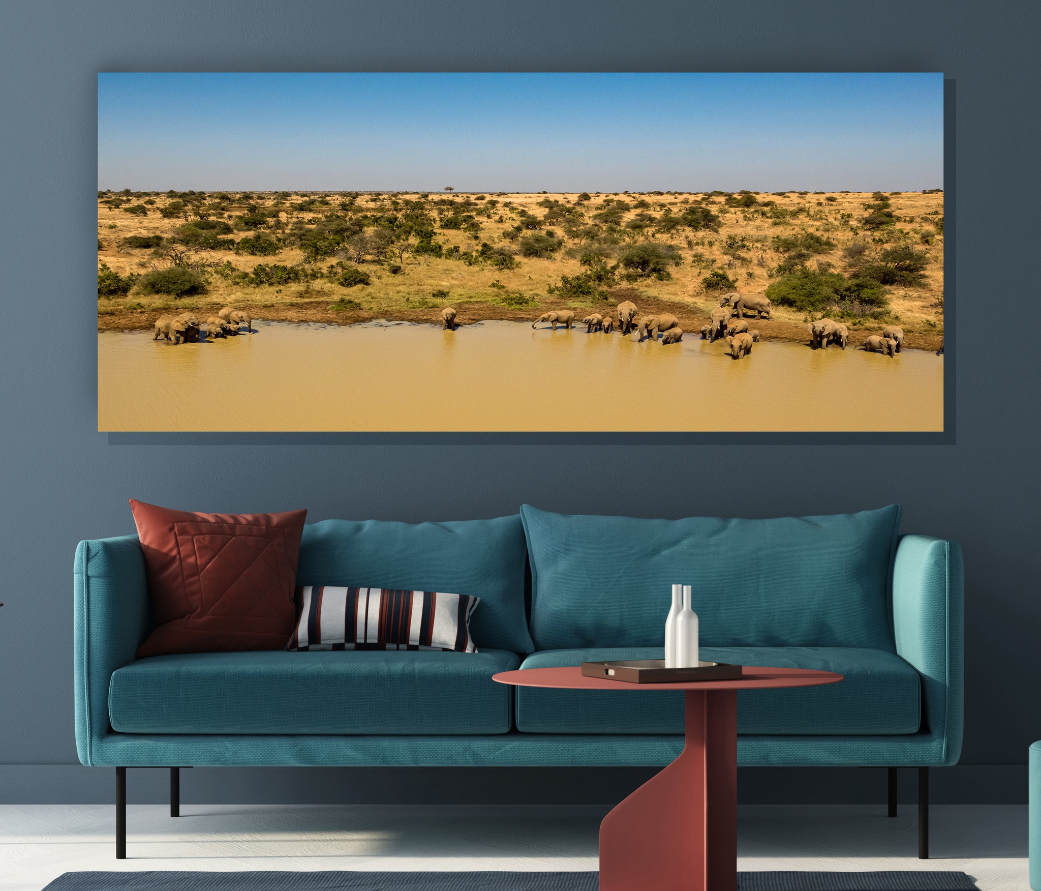 Elephants at the Watering Hole by Ethan Tucker