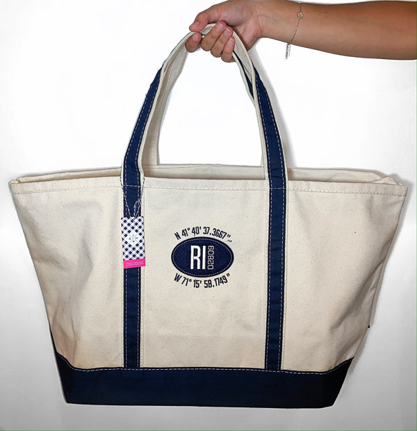 Anchored Heart Lat/Long Boat Tote